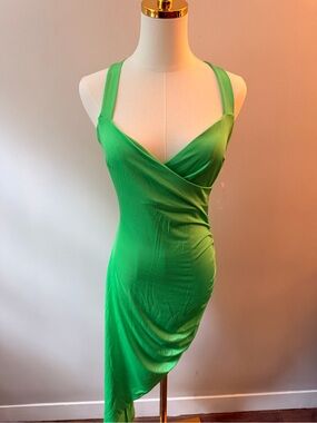 Green Wrap-Front Sleeveless Dress